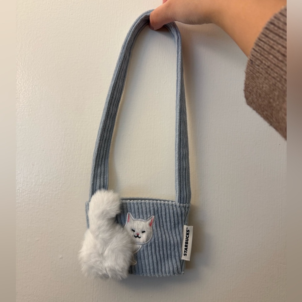Starbucks Cat Drink Holder - Drink Sleeve - Blue